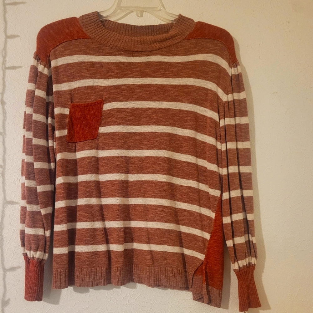 Gigio Striped Crew Neck Sweater - Brown and Cream
